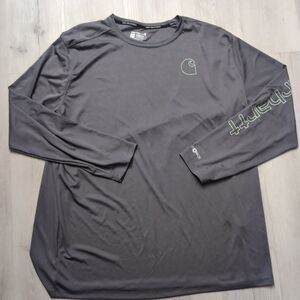 Carhartt Force Sun Defender T Shirt Mens 2XL Long-Sleeve Logo Relaxed Fit